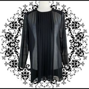 NWT MNG Black Sheer Pleated GORGEOUS Blouse!